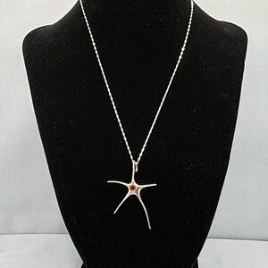 Silver Starfish Pendant Necklace